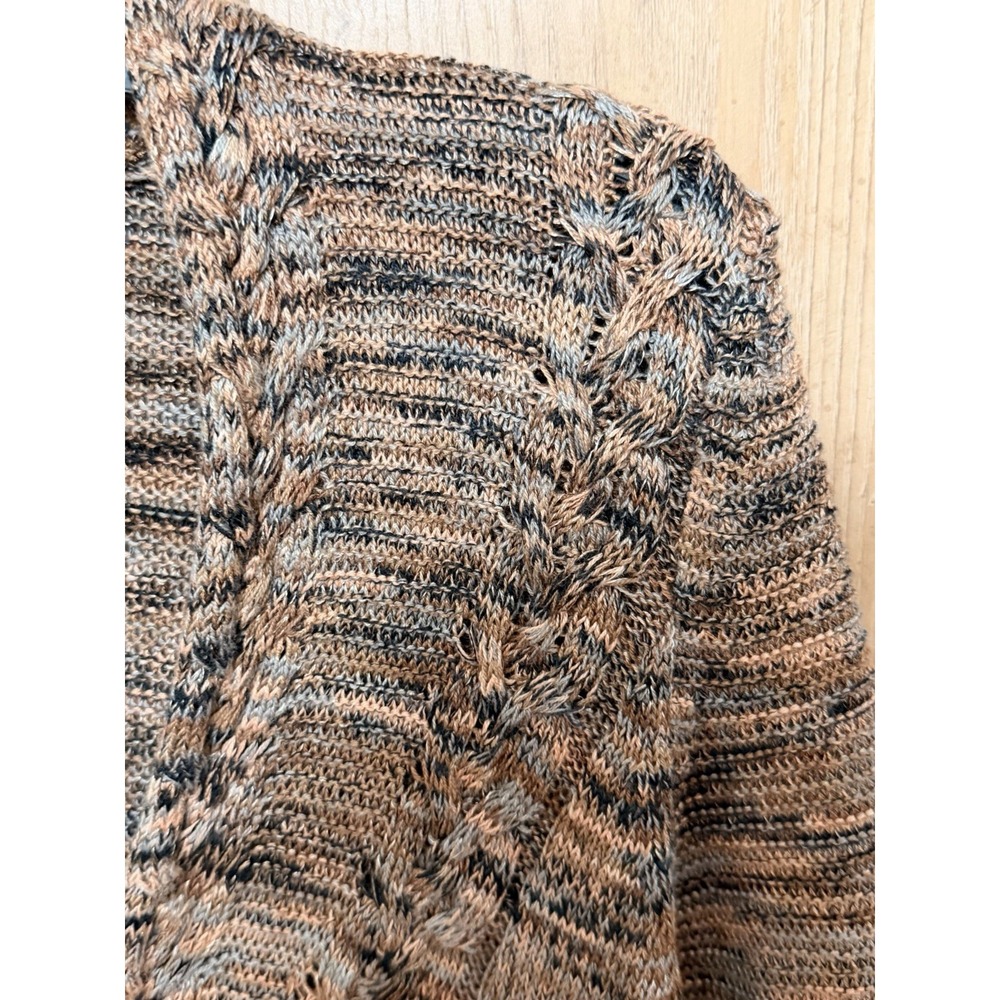 NIC+ZOE Multicolor Textured Knit V Neck Cardigan Sweater Women's M Braided Trim - Picture 10 of 16